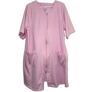 Dreams & Co Women’s Plus Size 18/20 Pink Zip Front Robe Duster Pockets